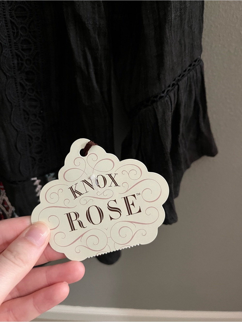 Knox Rose NWT Blouse XS Black Embroidered Boho Aztec Bell Sleeves Whimsigoth - Picture 8 of 16